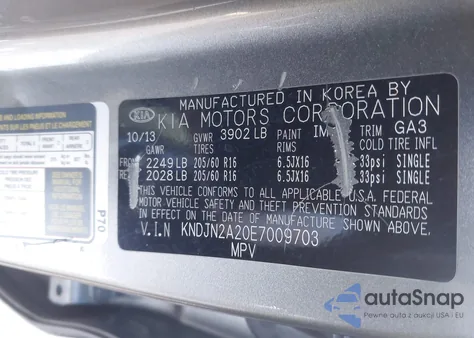 2014 Kia Soul z USA, uszkodzony, nr VIN KNDJN2A20E7009703